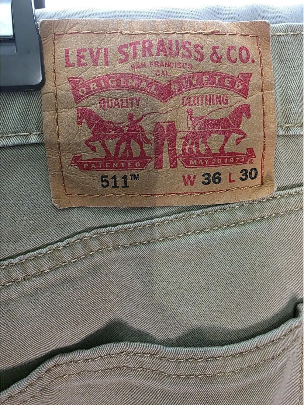 LEVI 511 Slim Fit Stretch Twill Mens Size 36/30 Beige Super Clean Fast Shipping
